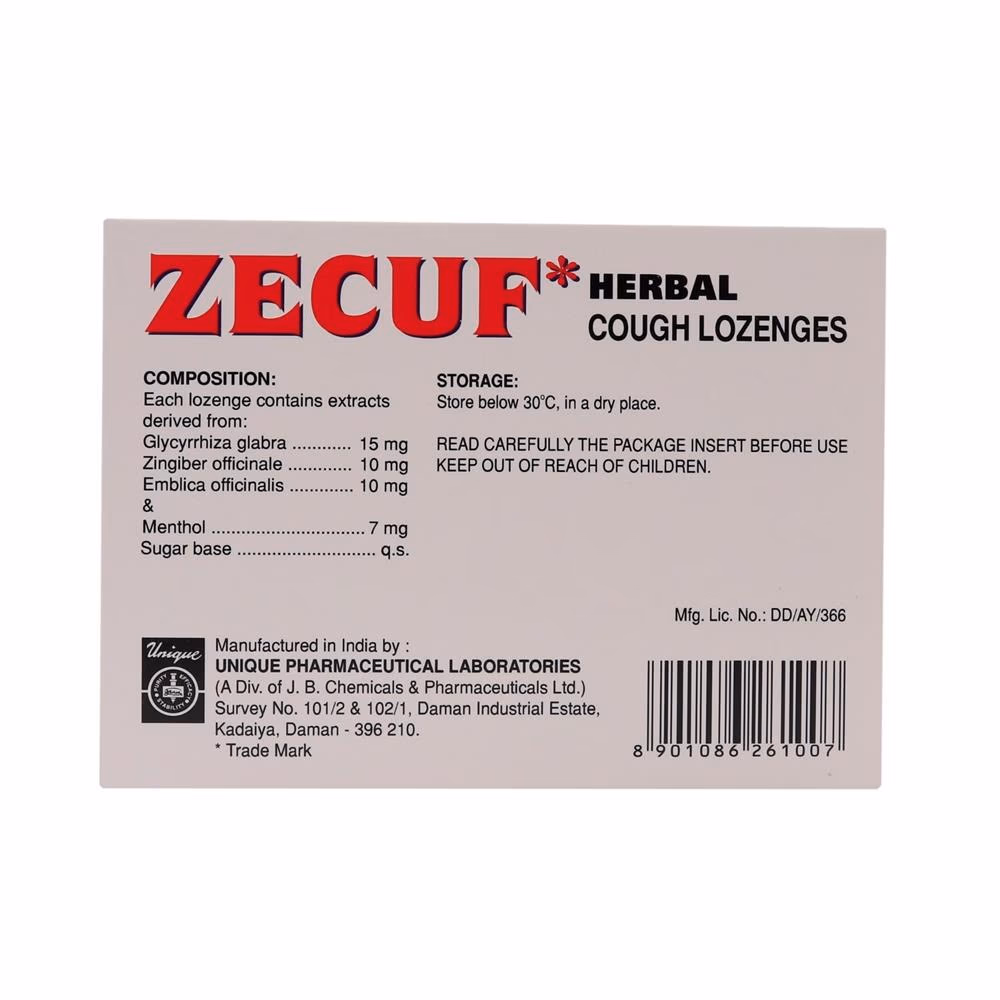 Zecuf Herbal Cough Honey Lemon Lozenges 24's 4