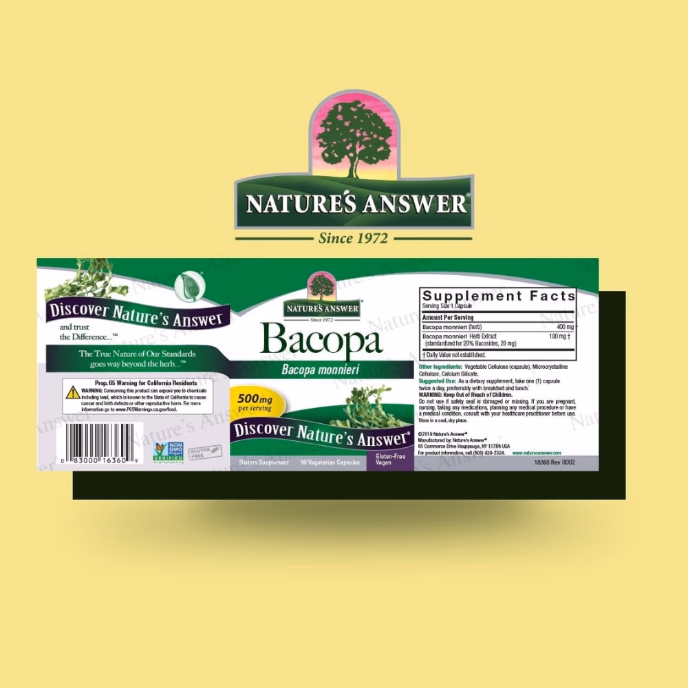 Natures Answer Bacopa 500mg 90 Vegetarian Capsules 5