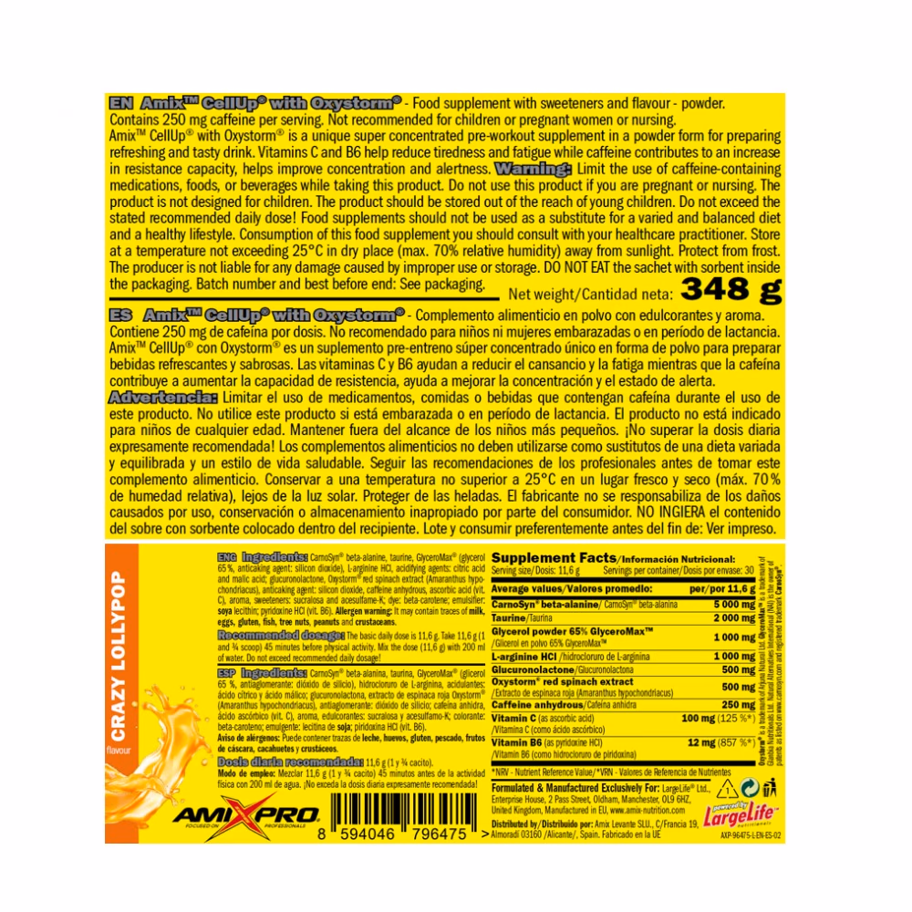 AMIX CellUp with Oxystorm, Pre-workout 348gm - Cola Blast Flv 2