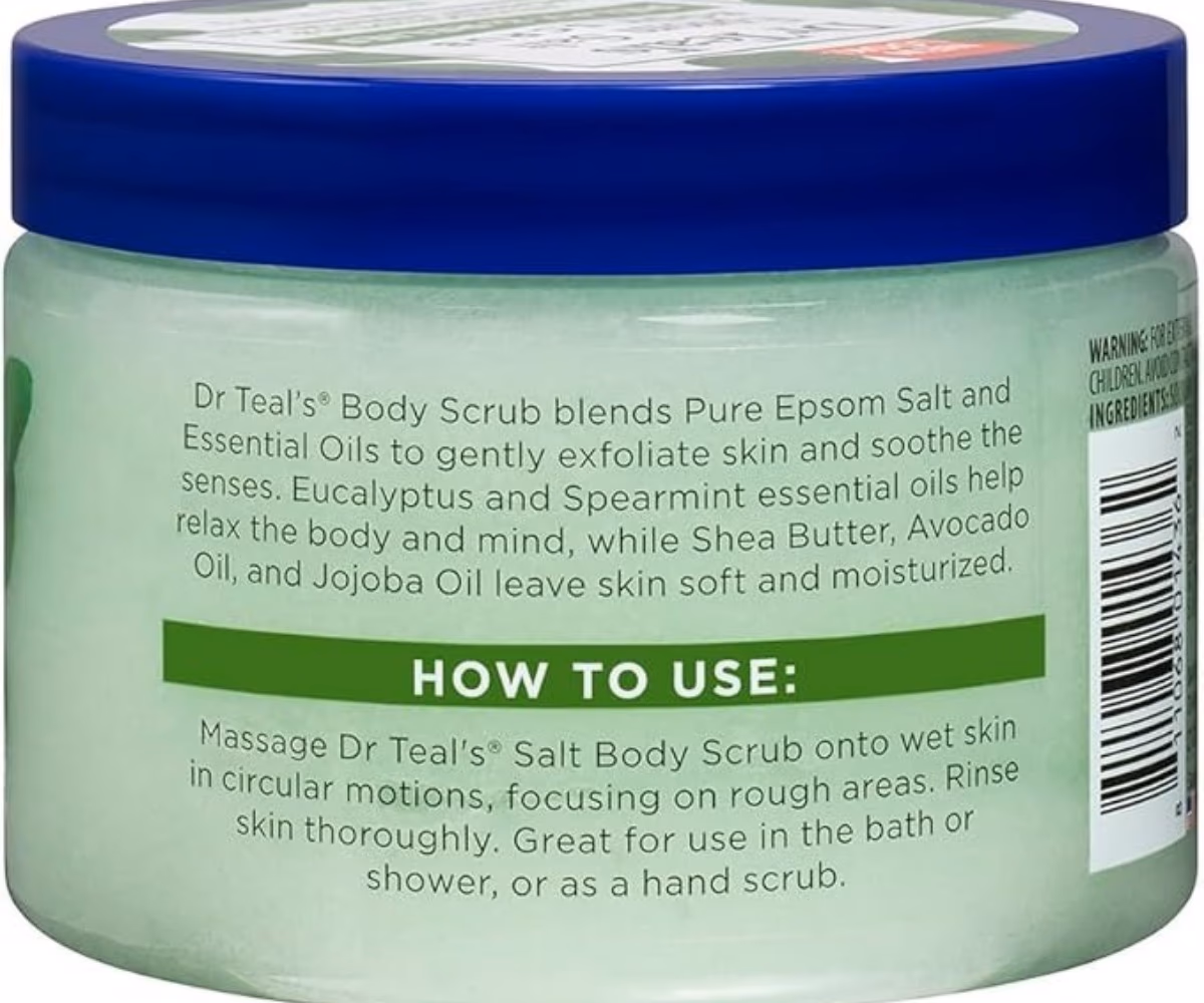 Dr Teals Epsom Salt Body Scrub Eucalyptus & Spearmint 454g 2
