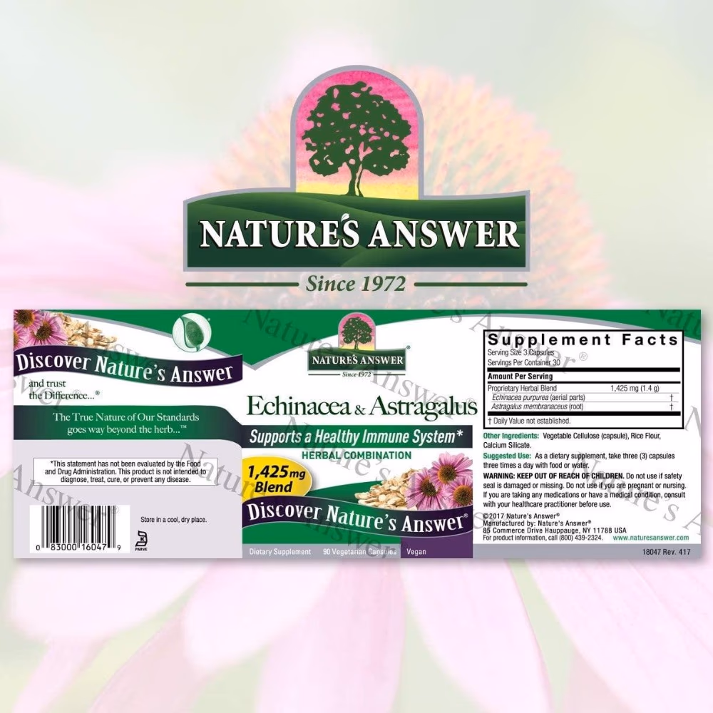 Natures Answer Echinacea and Astragalus - 90 Veg Capsules 3