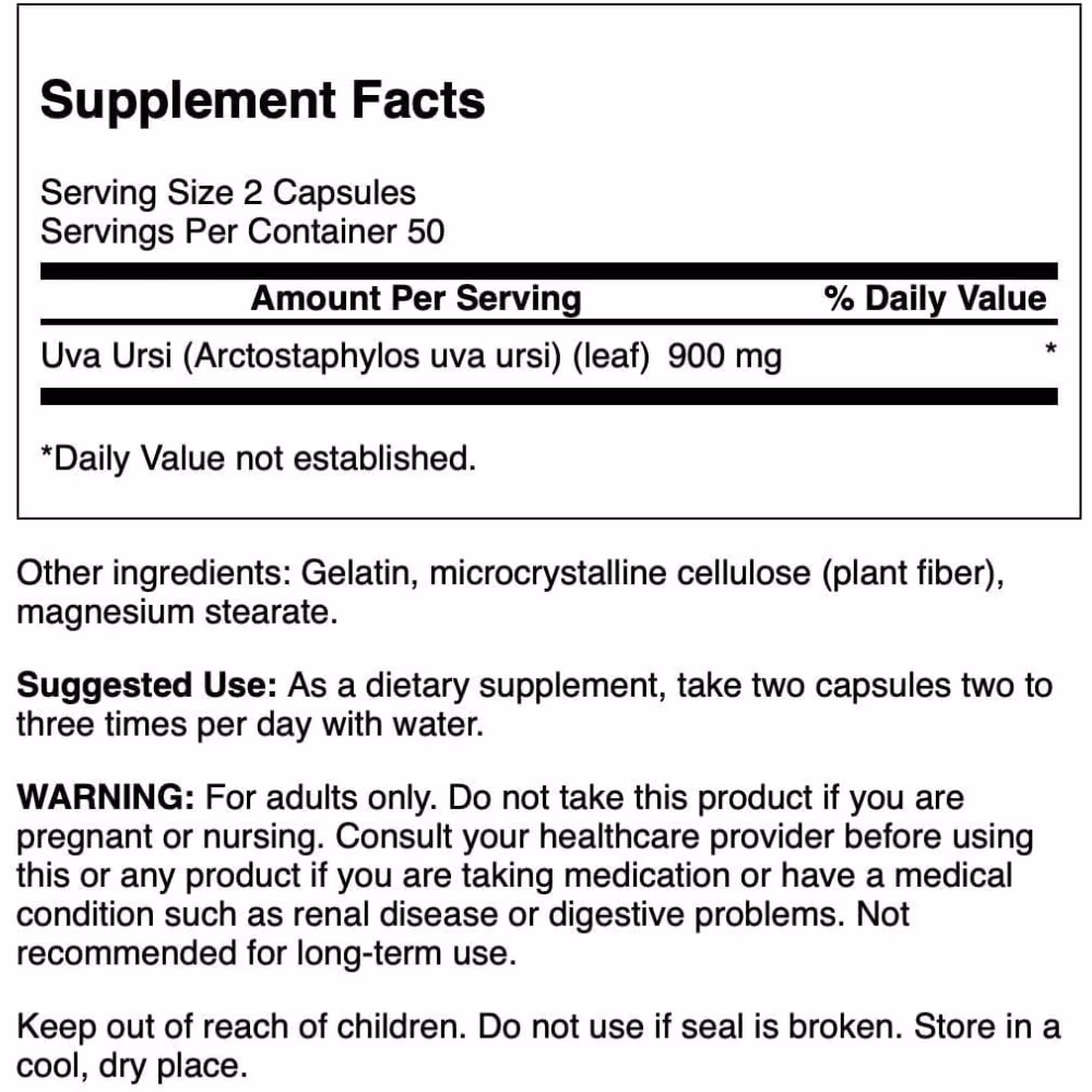 Swanson Uva Ursi Leaf 450mg-100 Capsules  2