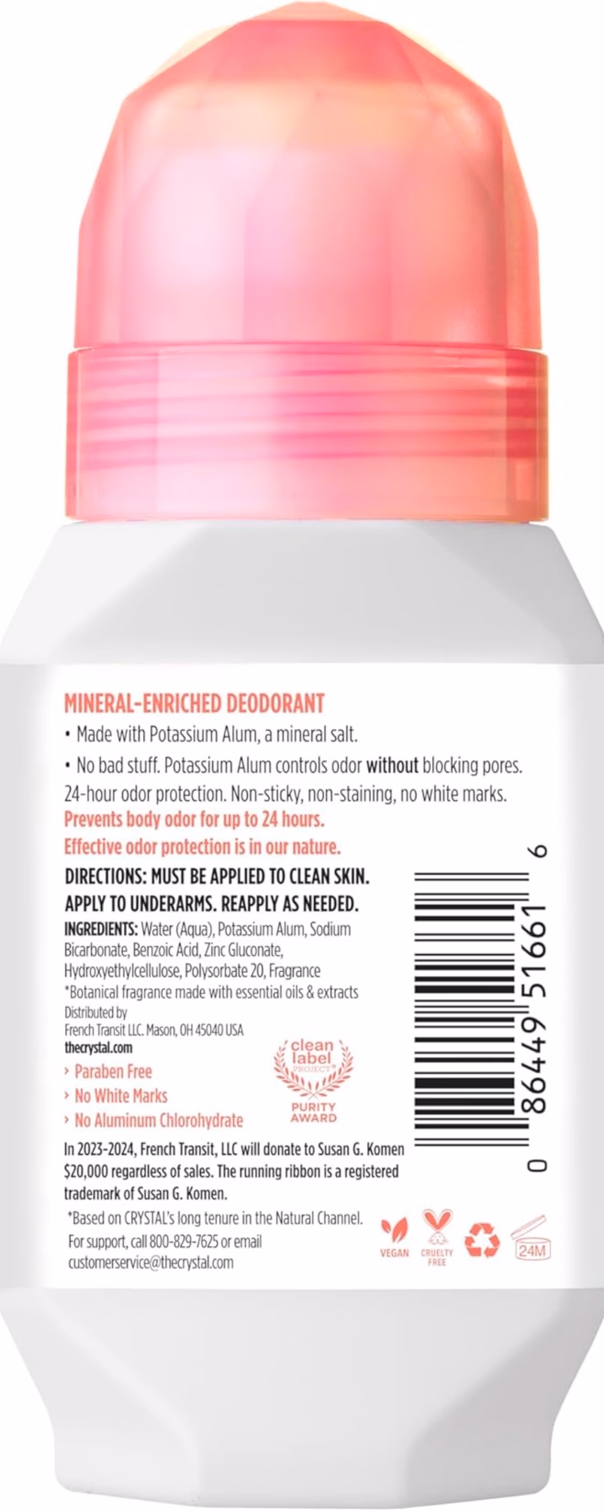 Crystal Mineral Deodorant Roll-On Unscented 66ml 2