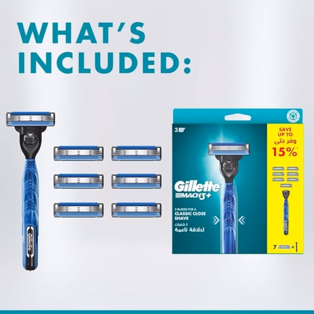 Gillette Mach3+ 7 Blades + 1 Handle 4