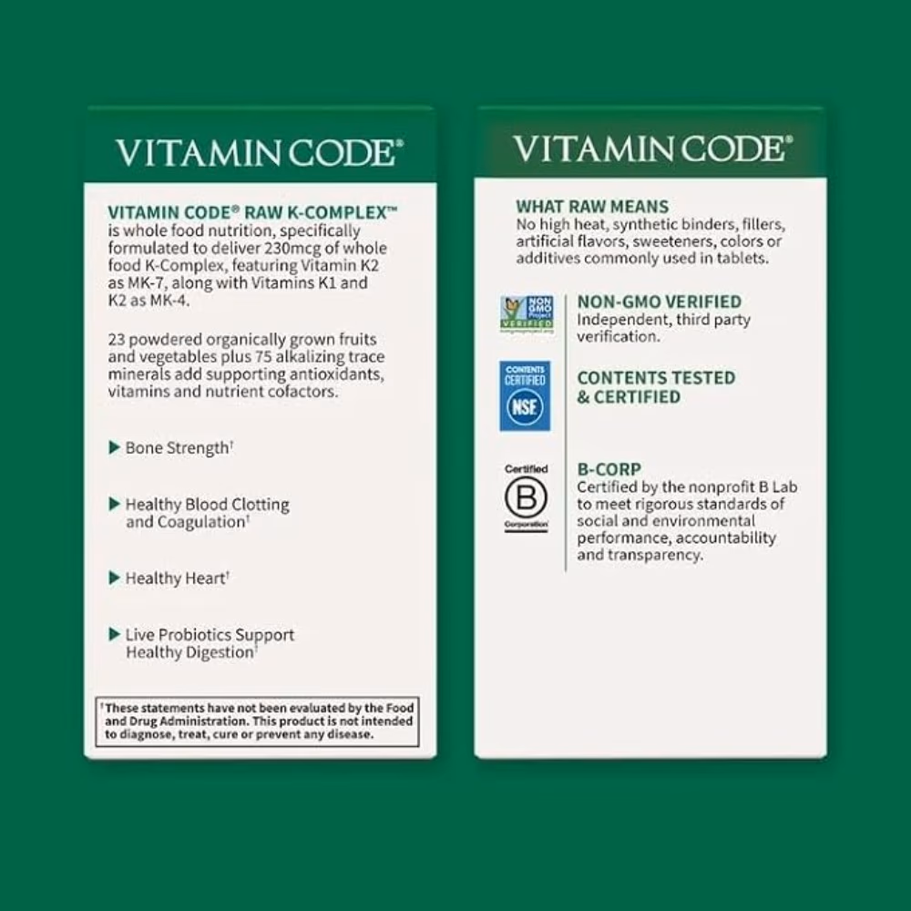 Garden of Life Vitamin Code Raw K Complex Vegan Capsules 3