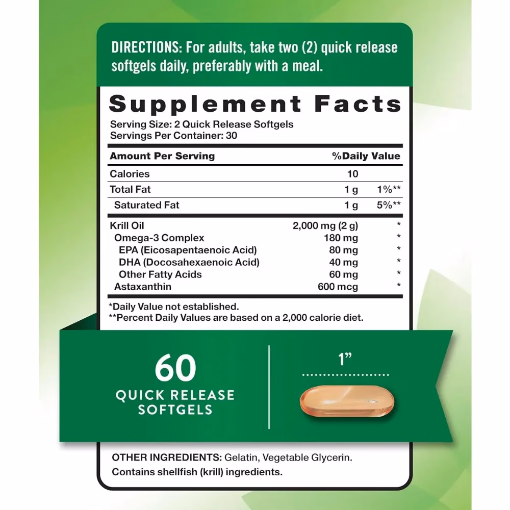 Natures Truth Red Krill Oil 2000Mg - 60 Softgels 2