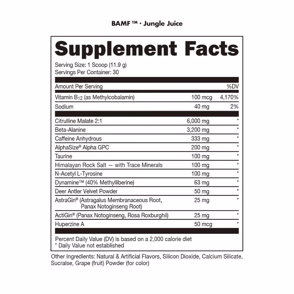 Bucked Up BAMF High Stim Pre-Workout Jungle Juice 352g 4