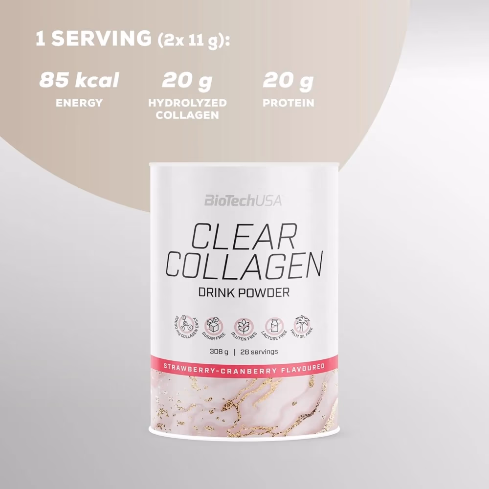 BioTechUSA Clear Collagen Drink Powder Strawberry - 308gm 3