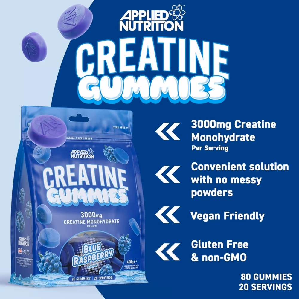 Applied Nutrition Creatine Monohydrate Gummies Blue Raspberry Flavor - 20 Servings 2