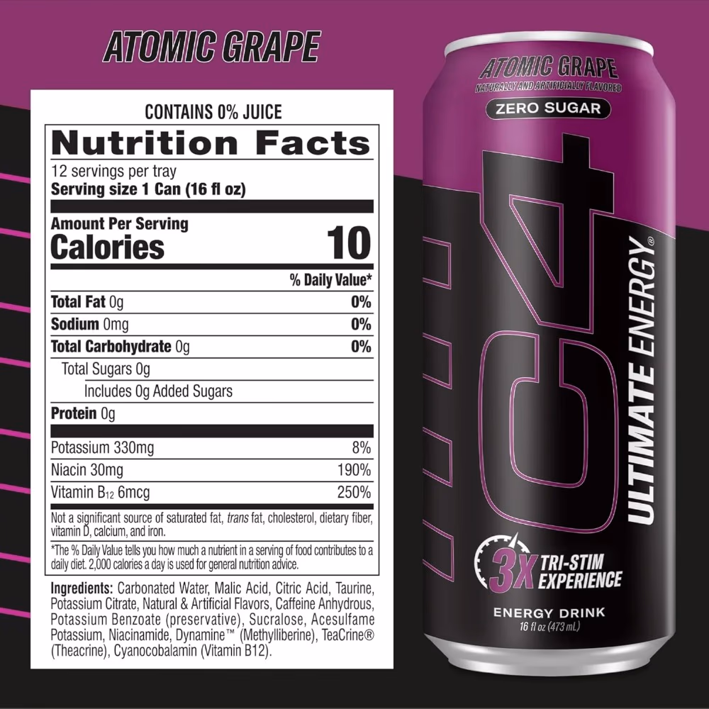 Cellucor C4 Ultimate Energy Drink RTD – Atomic Grape 473ml 2