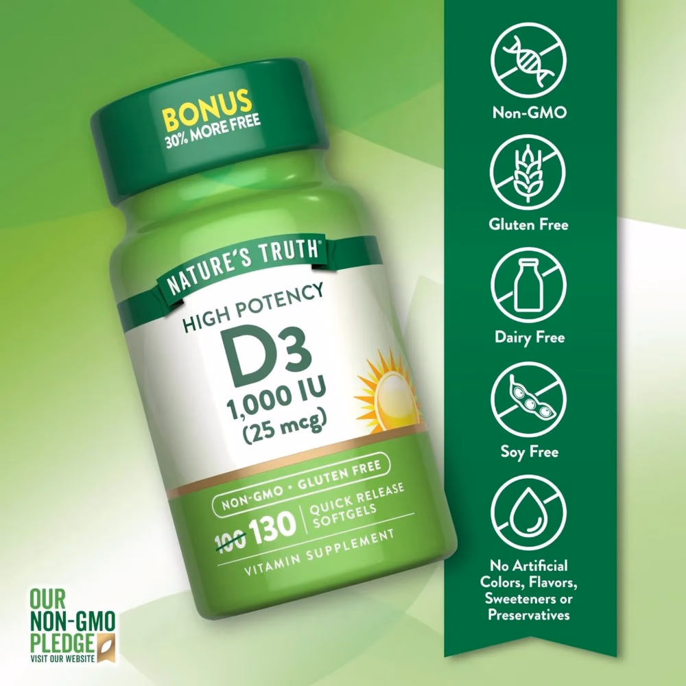 Natures Truth Vitamin D3 1000IU - 130 Softgels 5