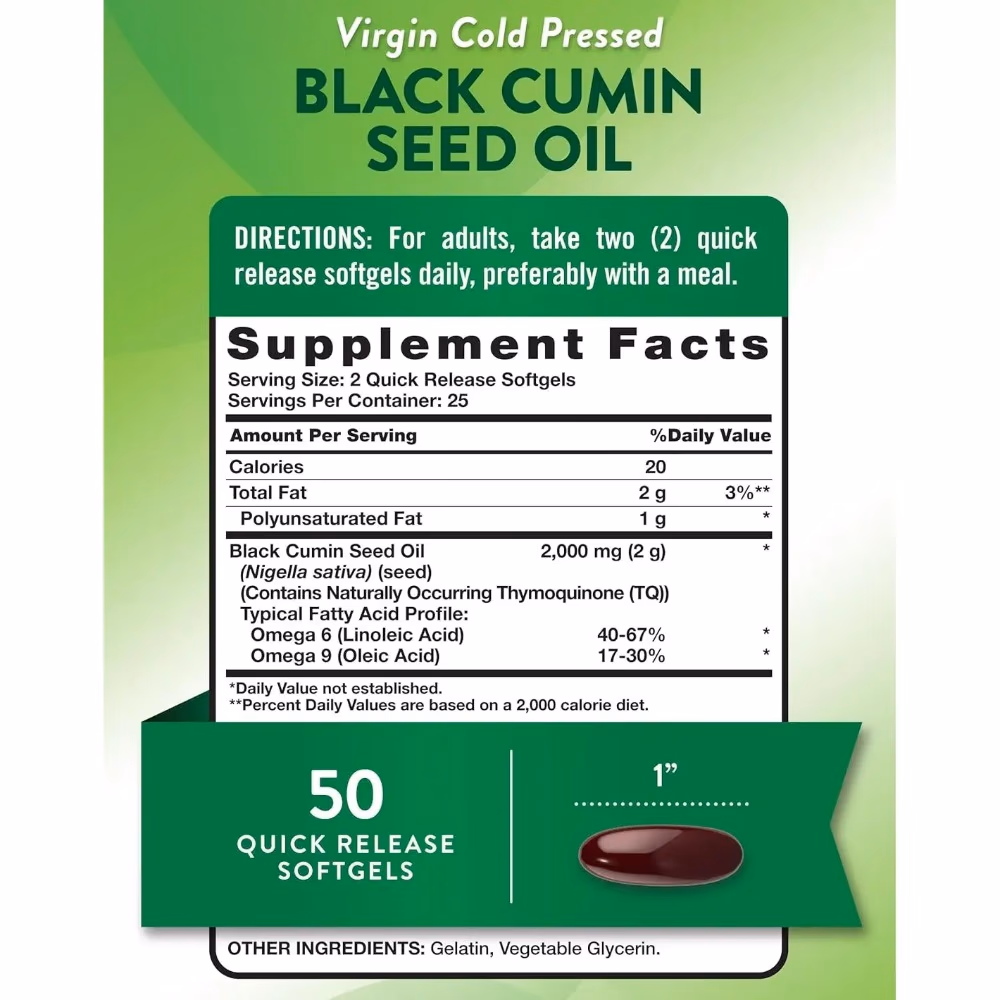 Natures Truth Black Cumin Seed Oil 2000Mg - 50 Softgels 2