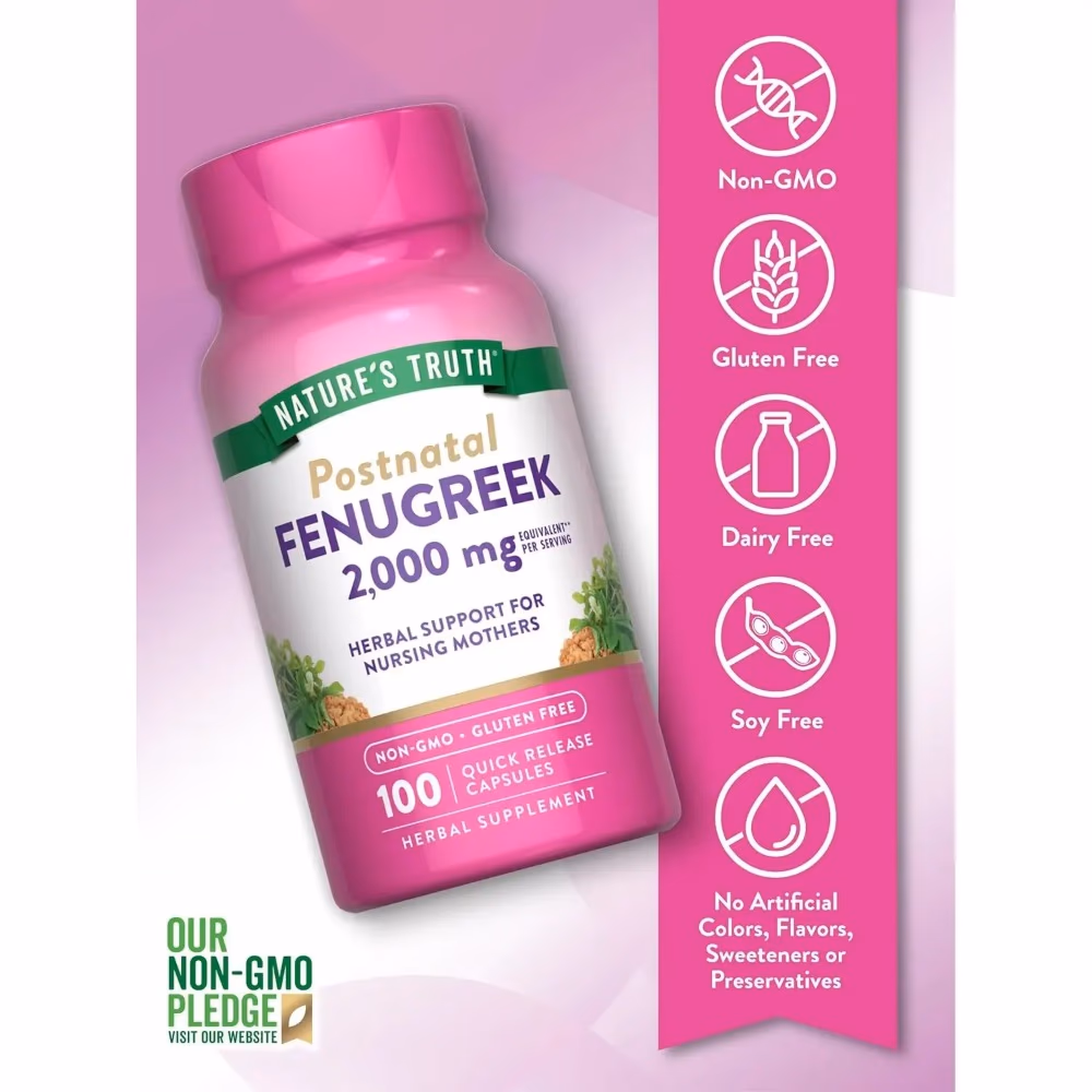 Nature's Truth Postnatal Fenugreek 2000mg - 100 Capsules 4