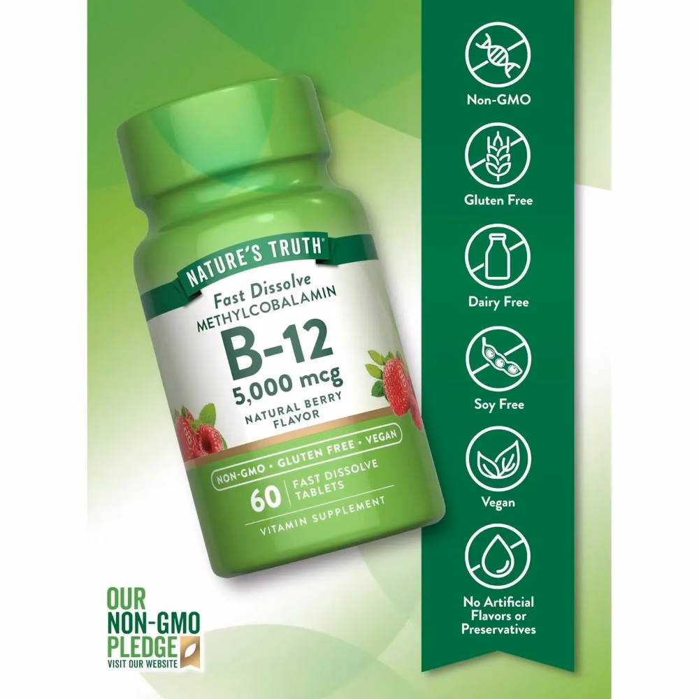Natures Truth Methycobalamin B-12 5000Mcg - 60 Tablets 2