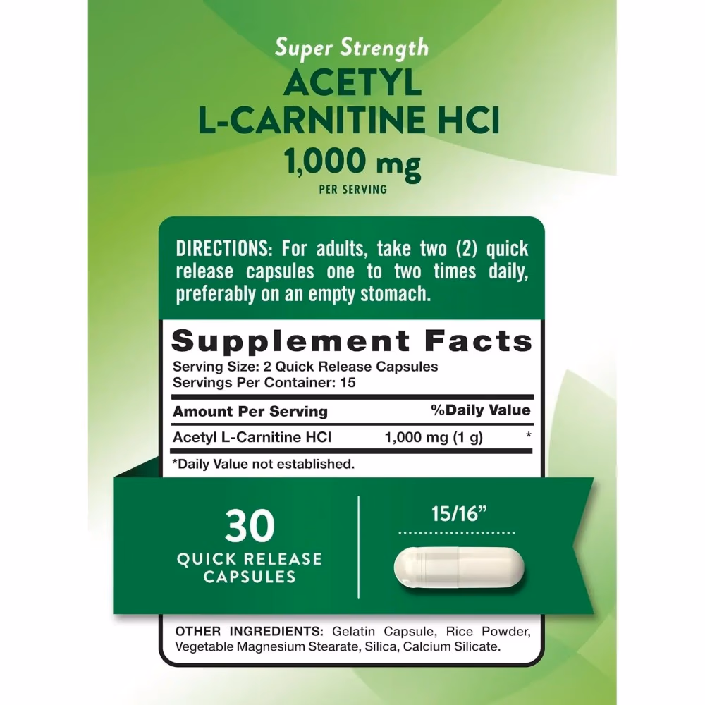 Natures Truth Acetyl L-Carnitine HCL 1000Mg - 30 Quick Release Capsules 4