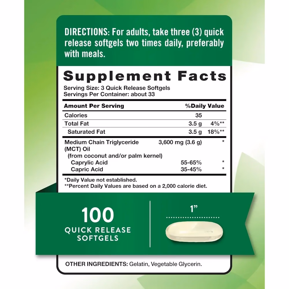 Natures Truth MCT Oil 3600Mg - 100 Softgels 2