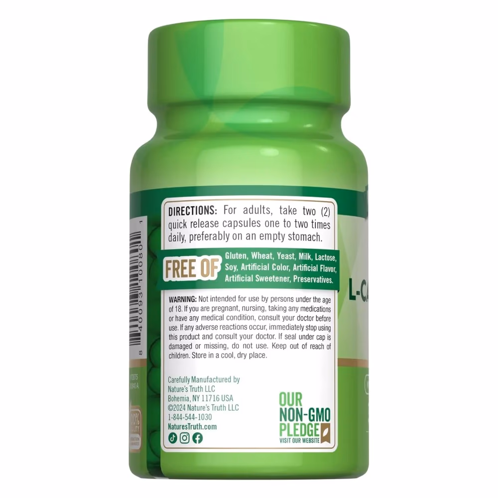 Natures Truth Acetyl L-Carnitine HCL 1000Mg - 30 Quick Release Capsules 3