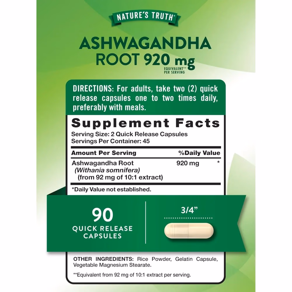 Natures Truth Ashwagandha Root 920mg - 90 Capsules 2