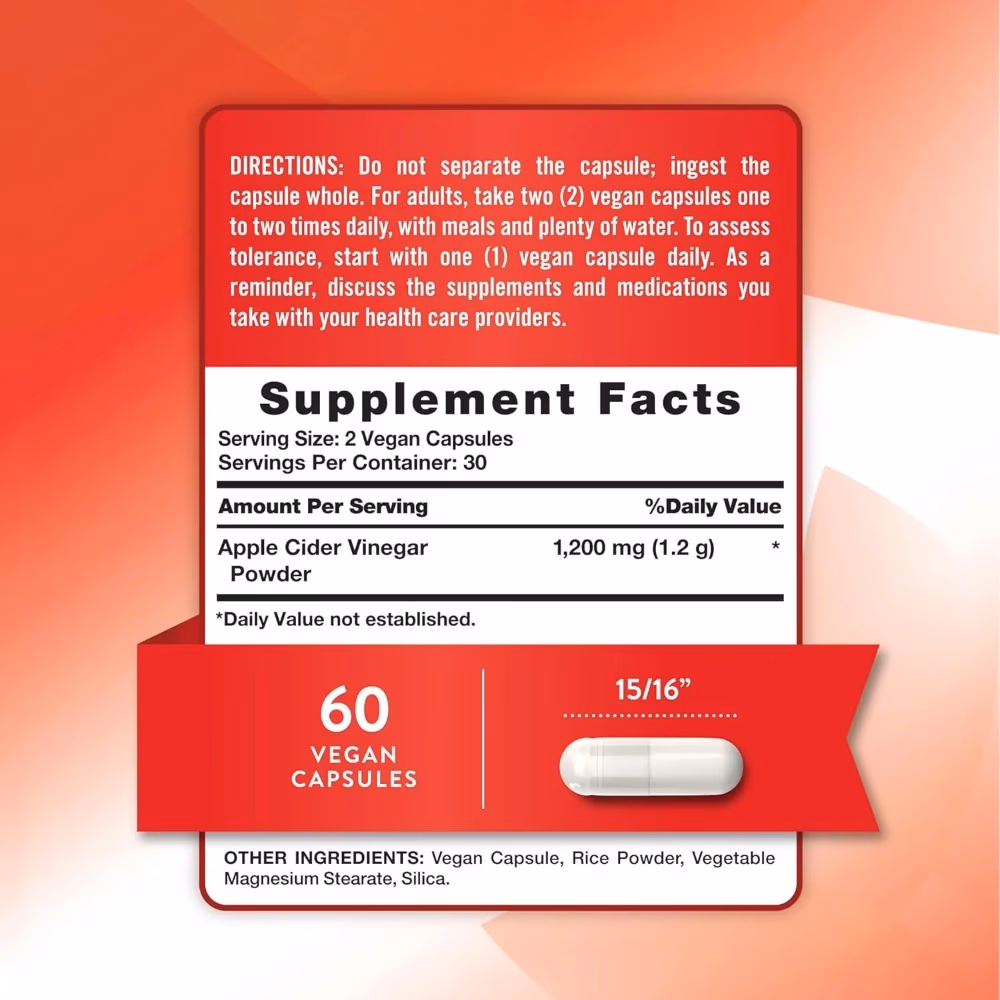 Natures Truth Apple Cider Vinegar 1200Mg - 60 Capsules 4