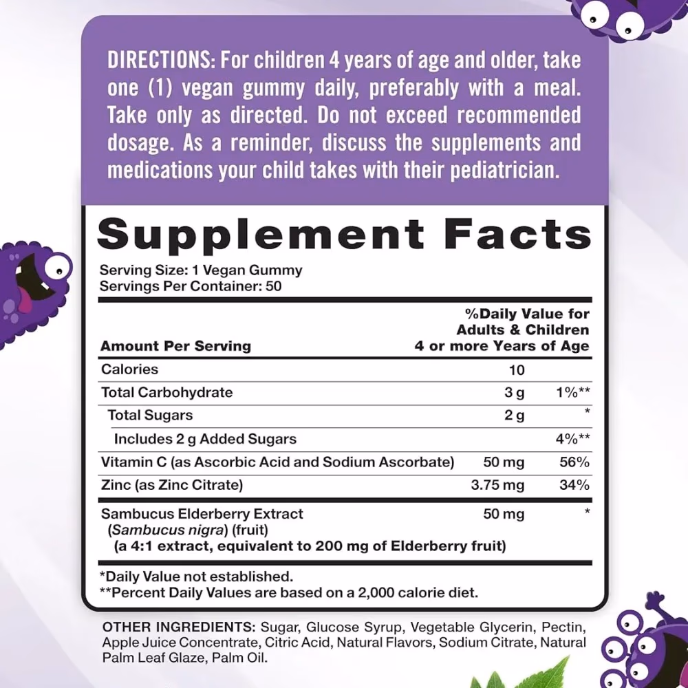 Nature's Truth Kids Black Elderberry - 50 Gummies 4