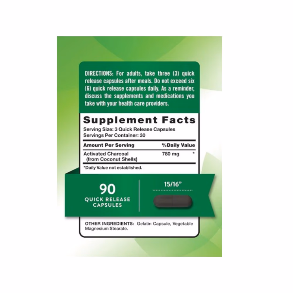 Nature's Truth Activated Charcoal 780mg 90 Caps 2