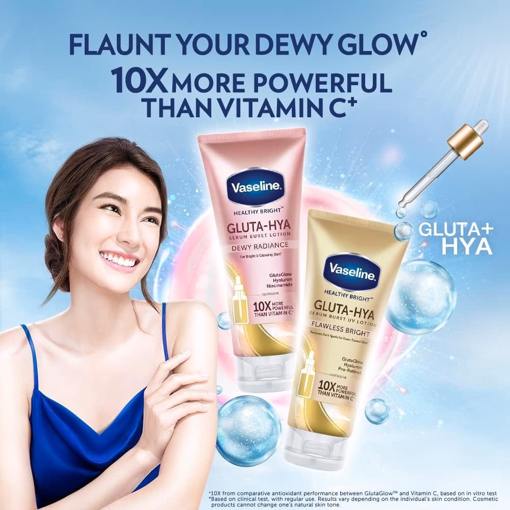 Vaseline Healthy Bright Gluta-Hya Serum Burst UV Lotion Flawless Glow 330ml 3