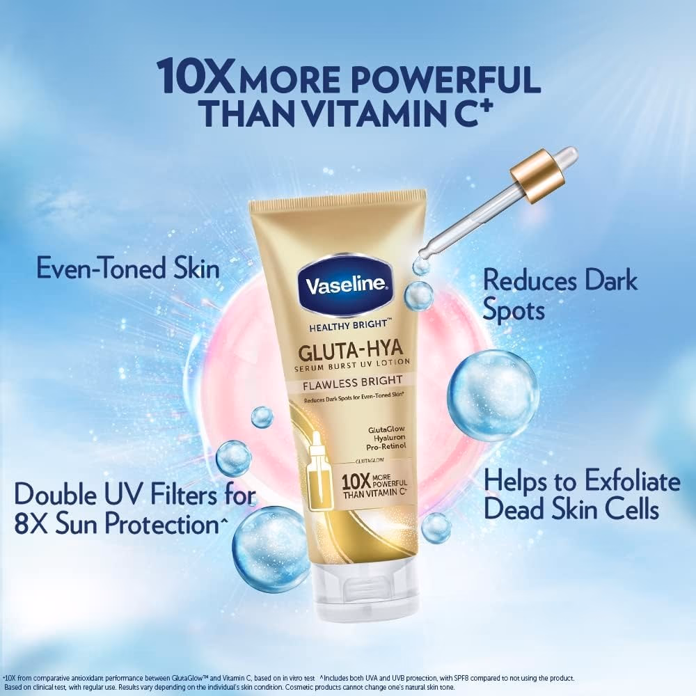 Vaseline Healthy Bright Gluta-Hya Serum Burst UV Lotion Flawless Glow 330ml 2