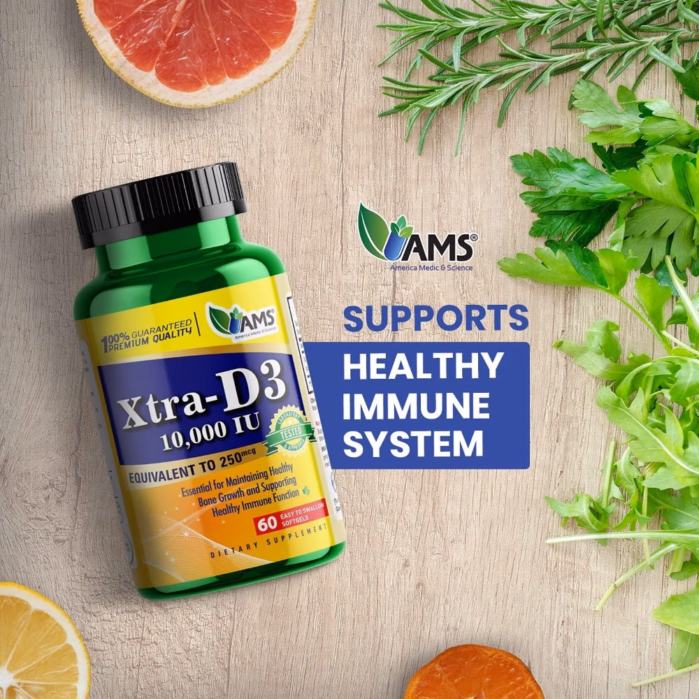 AMS Vitamin D3 10000Iu Softgels 60S 2