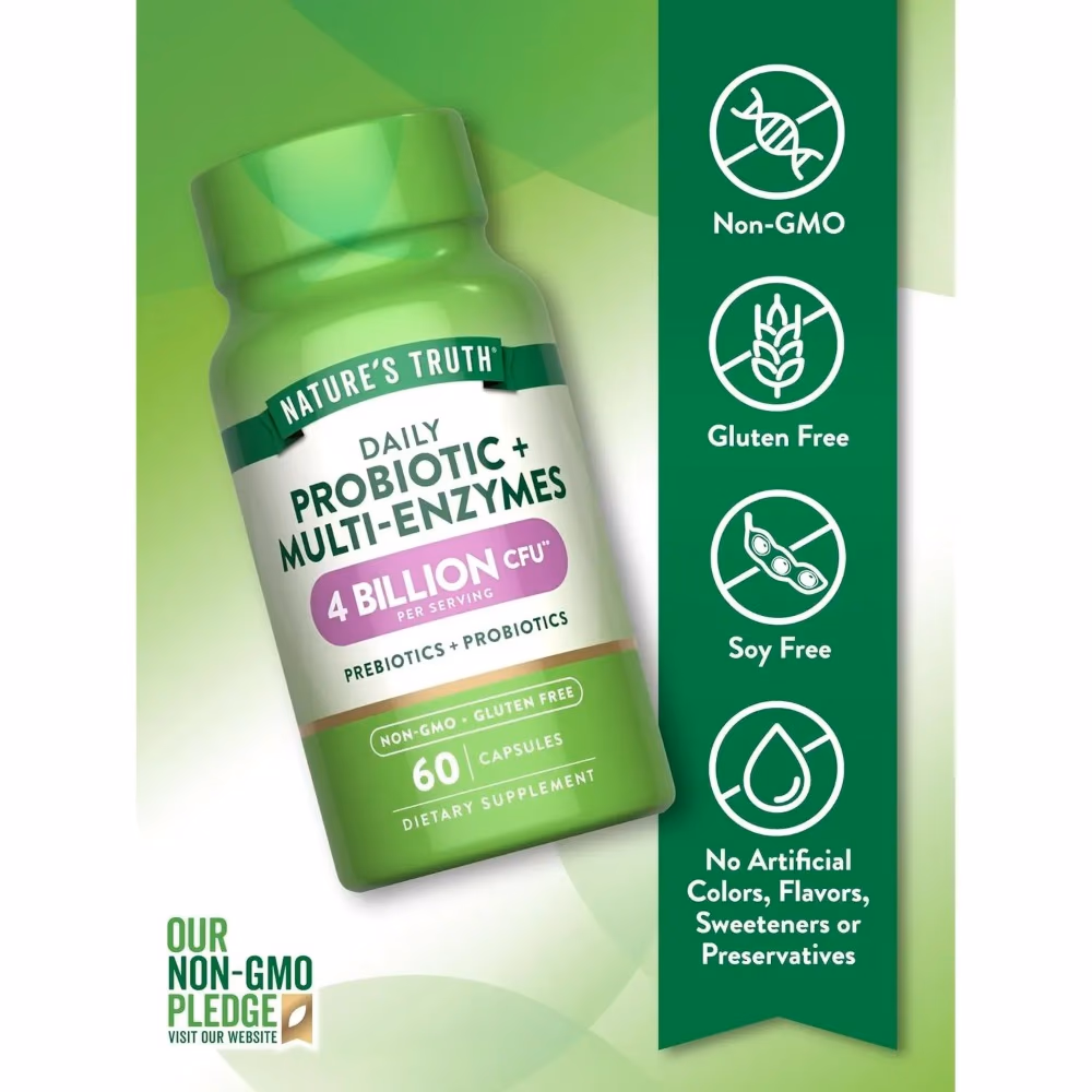 Natures Truth Probiotic + Multi Enzymes - 60 Capsules 5
