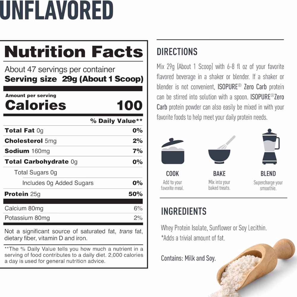 Isopure Zero Carb Protein Unflavored 1.36KG 3