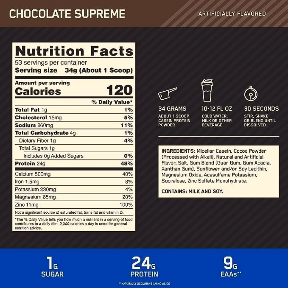 Optimum Nutrition 100% Gold Standard Casein Chocolate Supreme 4Lb 2