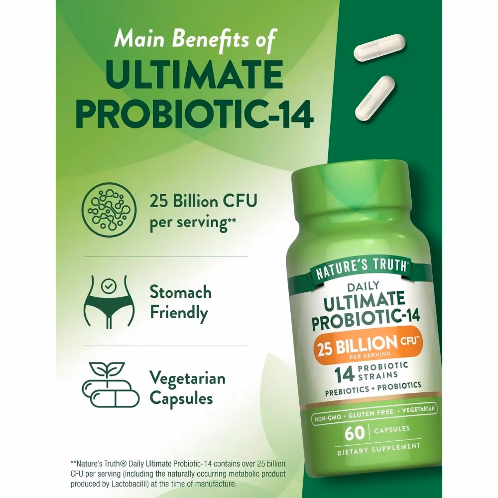 Natures Truth Daily Ultimate Probiotic 25B - 60 Vegetarian Capsules 2