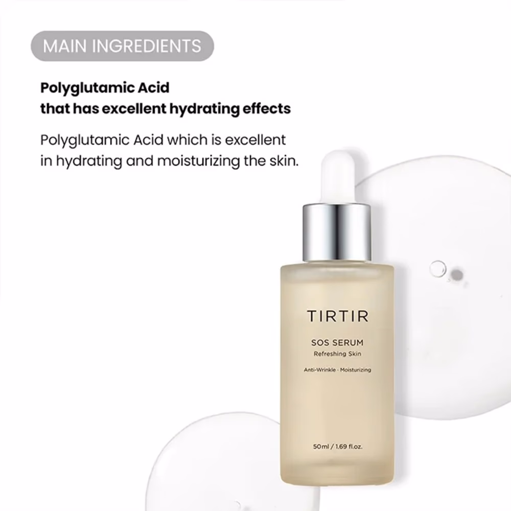 TIRTIR Refreshing Skin SOS Serum 50ml - Soothing serum designed to calm, hydrate, and repair stressed or sensitive skin. 4