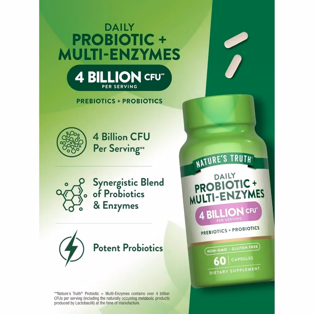 Natures Truth Probiotic + Multi Enzymes - 60 Capsules 2