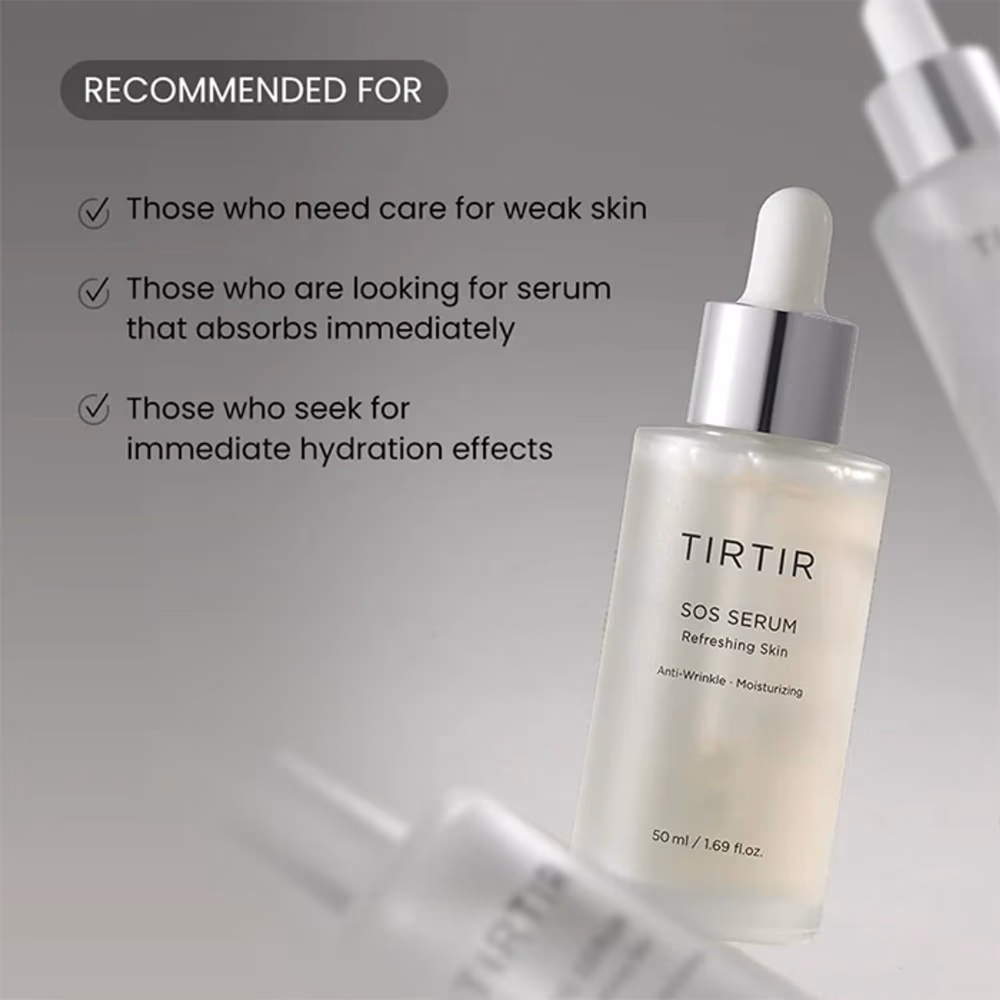 TIRTIR Refreshing Skin SOS Serum 50ml - Soothing serum designed to calm, hydrate, and repair stressed or sensitive skin. 3