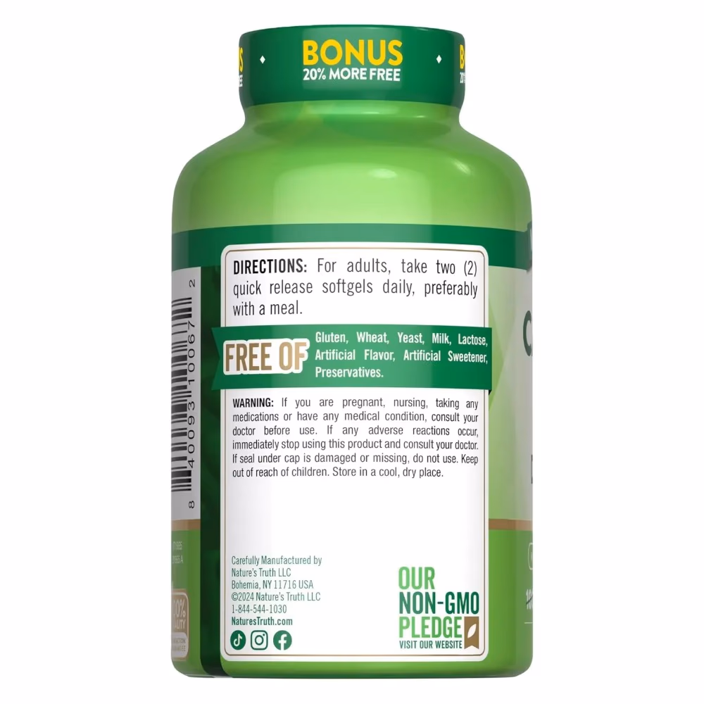 Natures Truth Calcium 1200mg + Vitamin D3 5000 IU - 120 Softgels 3