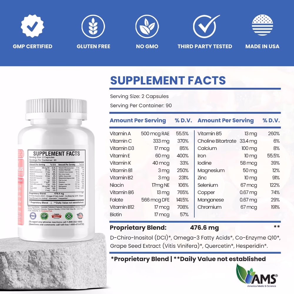 AMS Preconception Plus Female Capsules – 180 Count 4