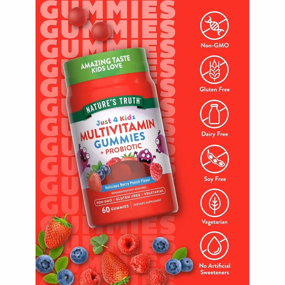 Natures Truth Kids Multivitamin + Probiotic Gummies - 60 Gummies 5