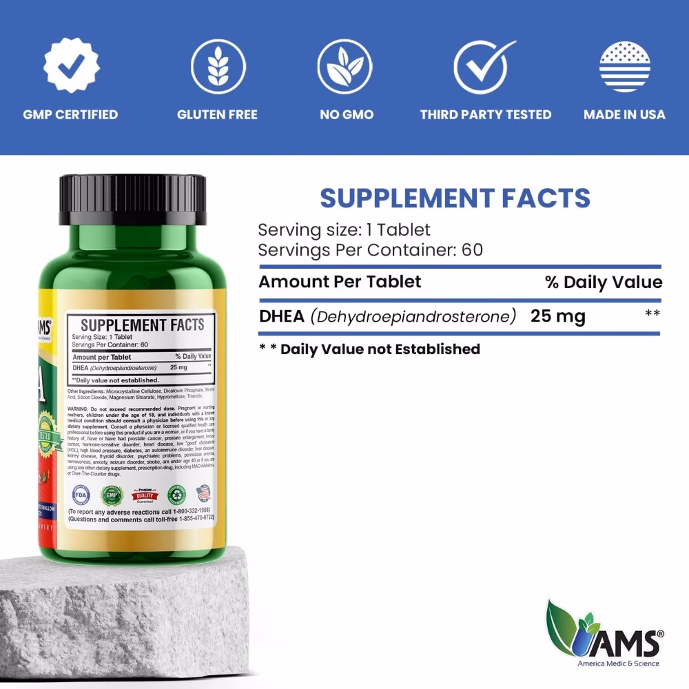 AMS DHEA 25mg  - 60 Tablets 2