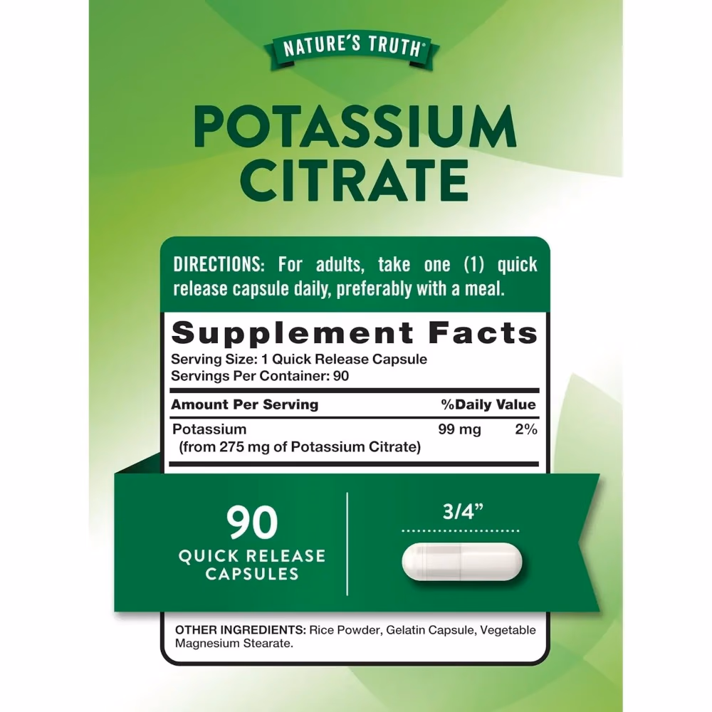 Natures Truth Potassium Citrate 275Mg - 90 Capsules 5