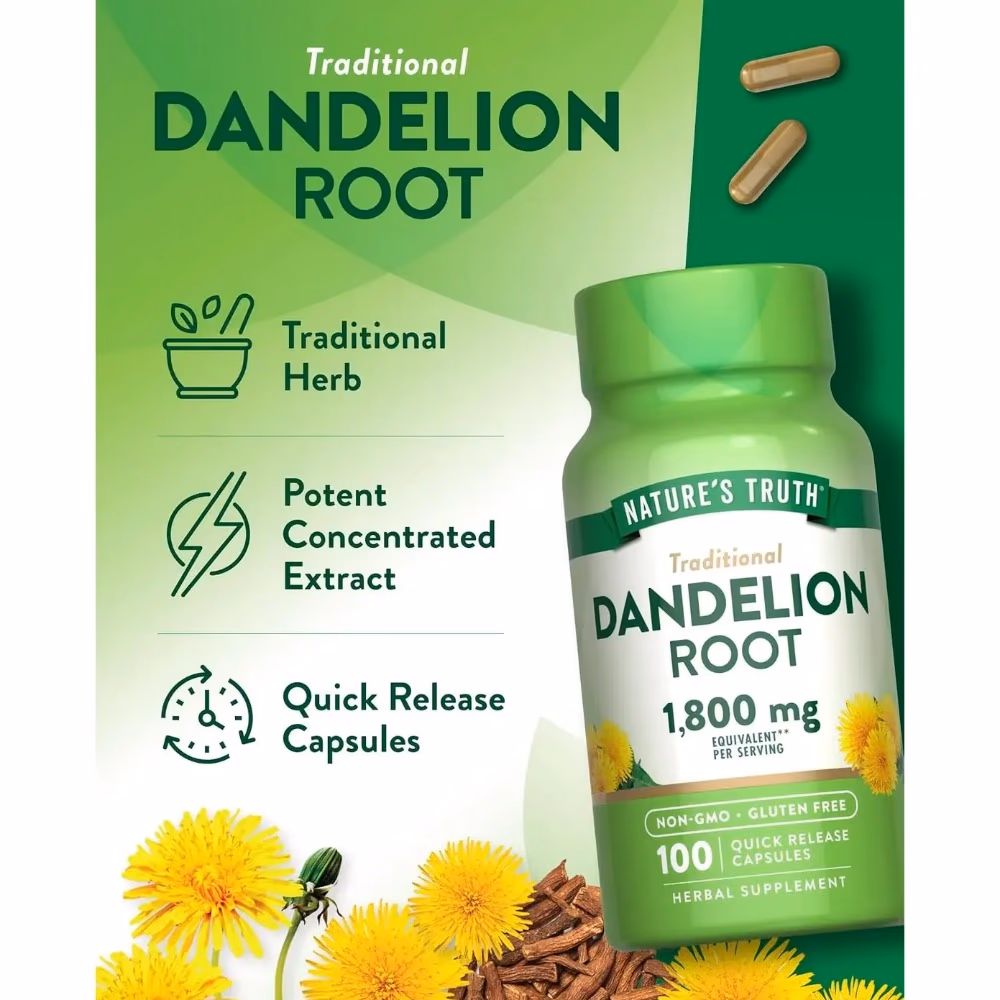 Natures Truth Dandelion Root 1800mg - 100 Capsules 3