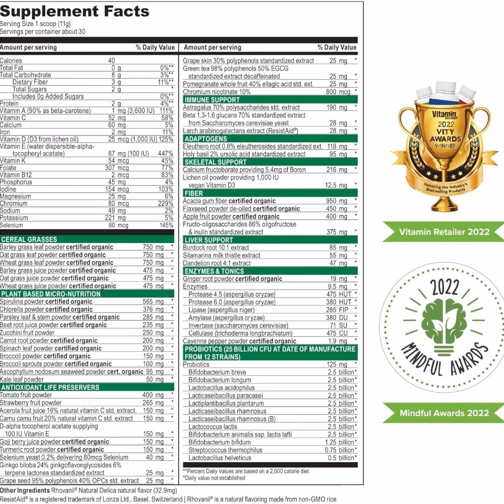 Vibrant Health Green Vibrance Superfood Powder, 337g 4