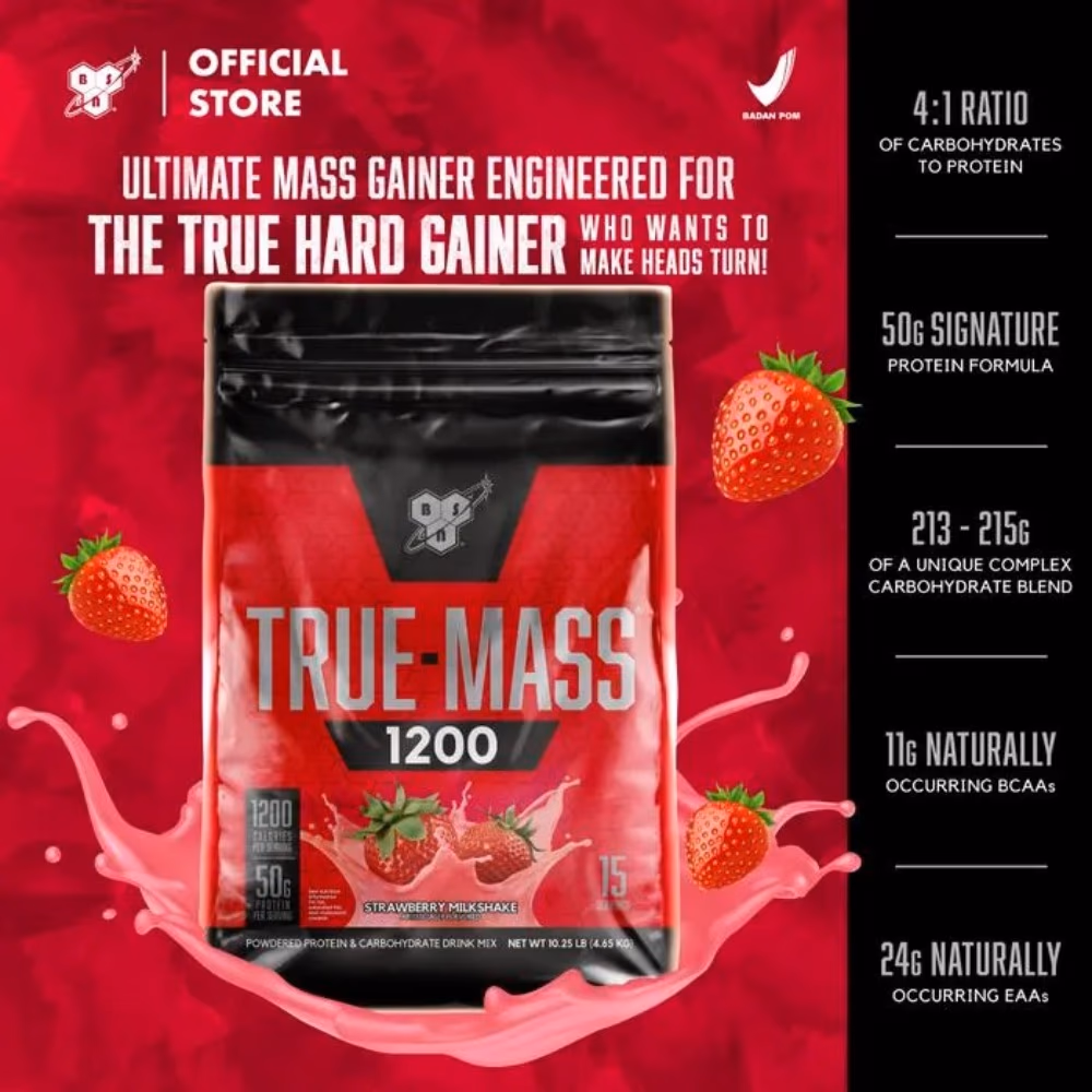 BSN True Mass Gainer Strawberry 10 LBS 2