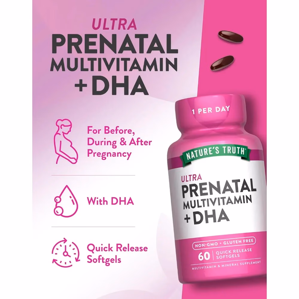 Natures Truth Prenatal Multivitamin DHA - 60 Softgels 3