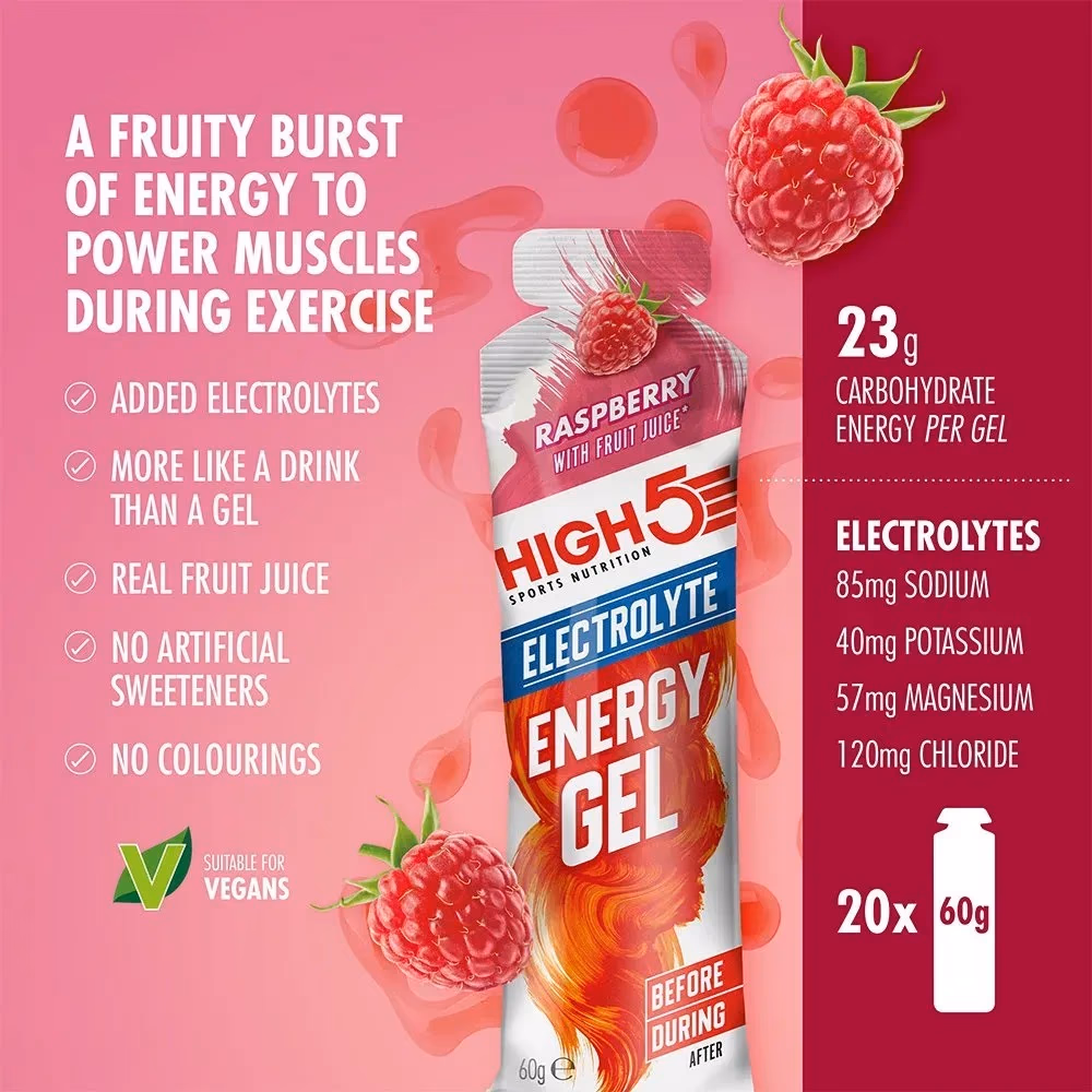 HIGH5 Energy Gel Raspberry 40g – Fast Energy for Running, Cycling And Endurance 2