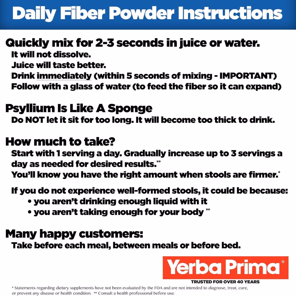 Yerba Prima Daily Fiber Formula Powder 340g 4