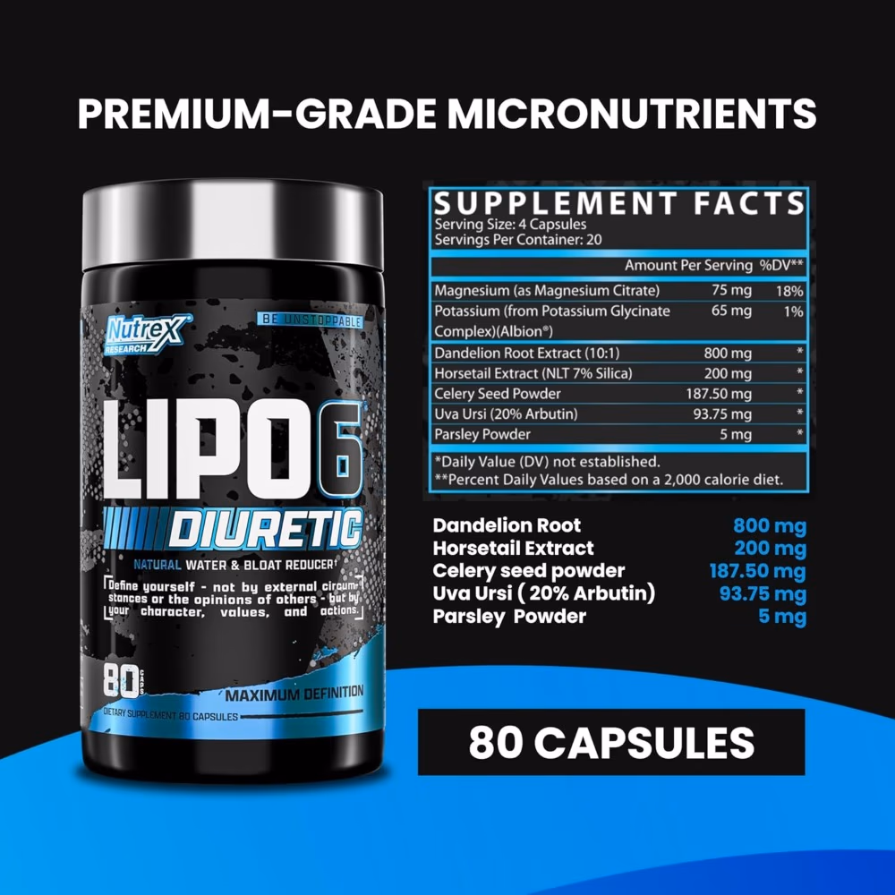 Nutrex Lipo‑6 Black Diuretic – 80 Fast‑Acting Caps 2