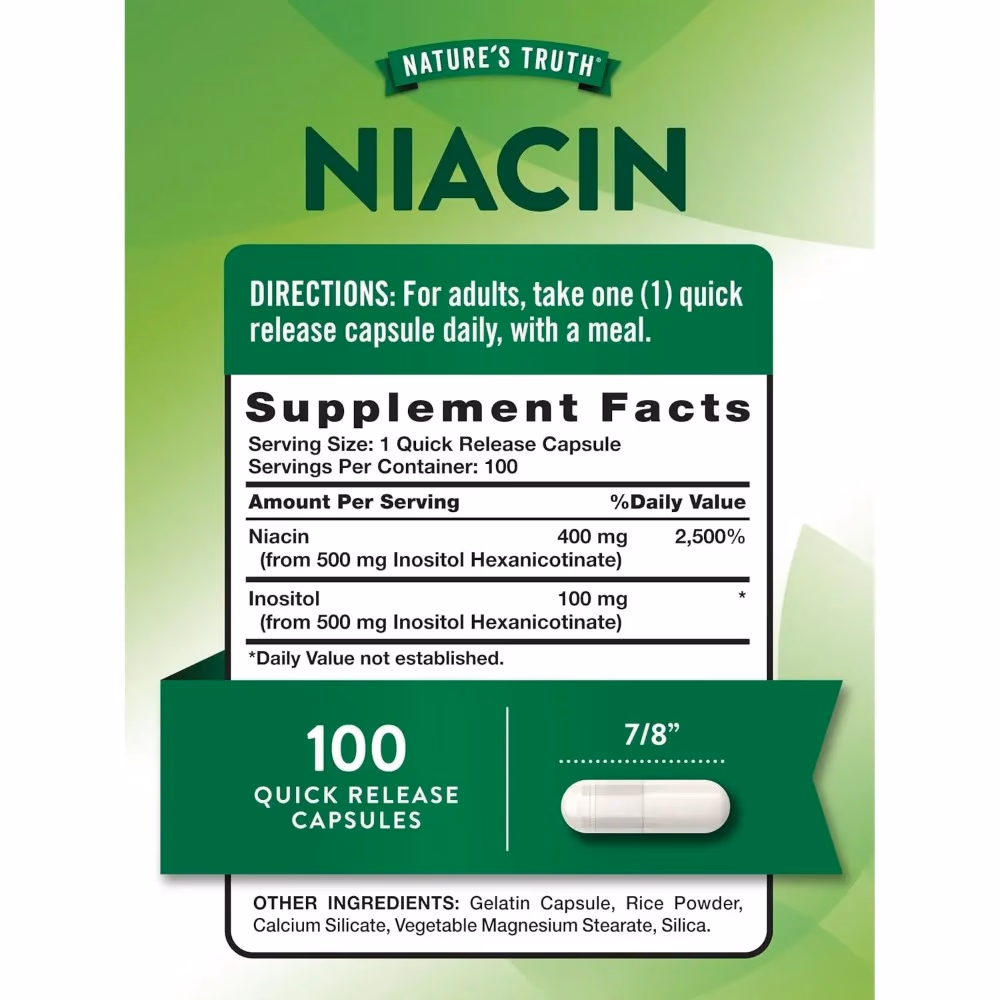 Natures Truth Niacin Inositol 500Mg - 100 Capsules 4