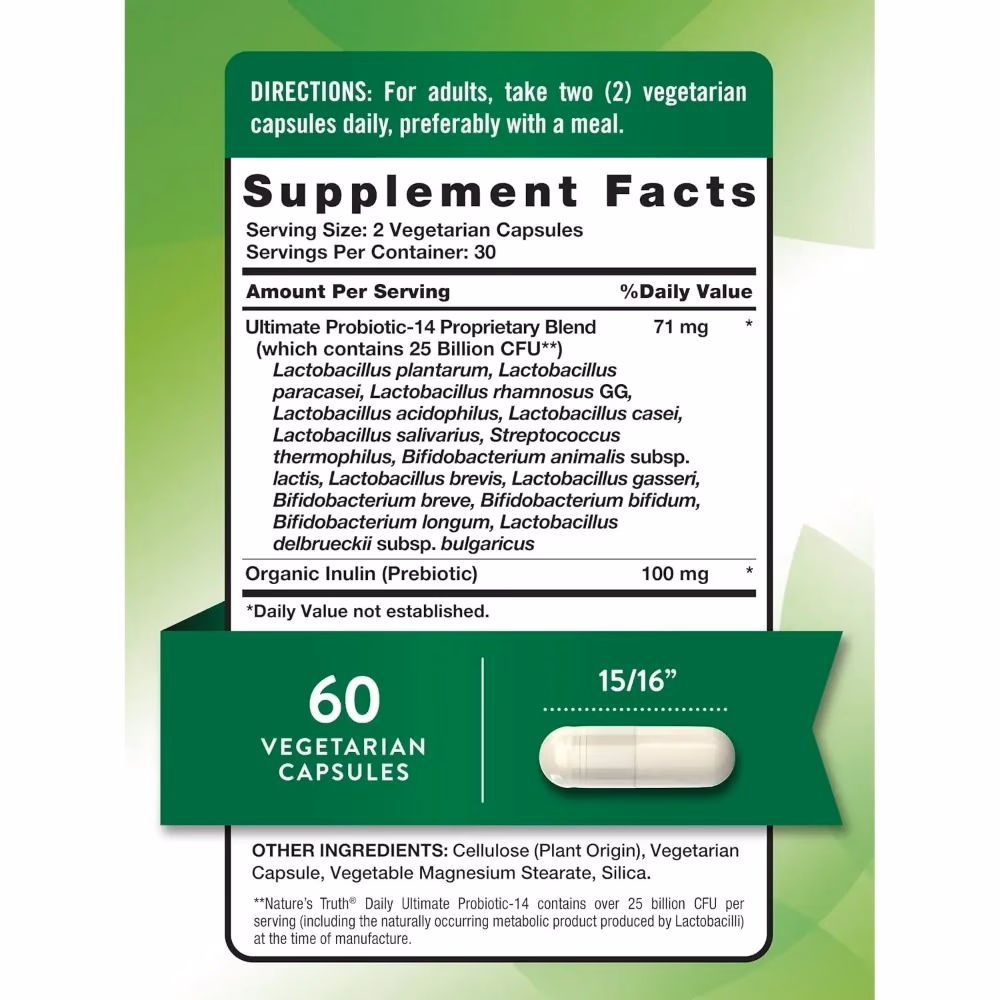 Natures Truth Daily Ultimate Probiotic 25B - 60 Vegetarian Capsules 5
