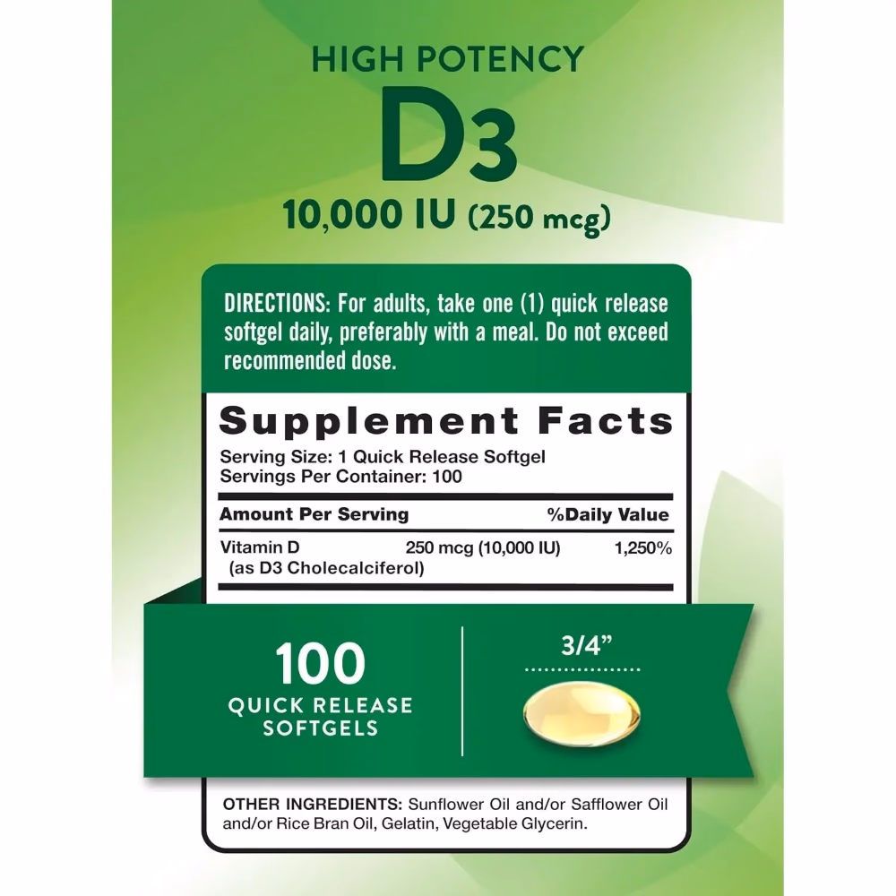 Natures Truth Vitamin D 10,000 IU - 100 Softgels 3